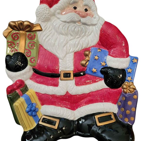 Fitz And Floyd Happy Holidays Santa Plate Tray Original Box - Picture 3 of 5